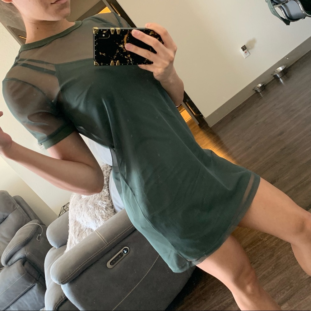 Sheer mesh T-shirt dress